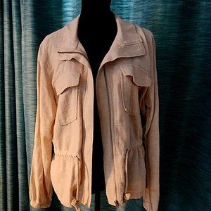 Loft Med Beige/Cream Linen Cargo Utility Jacket - image 1